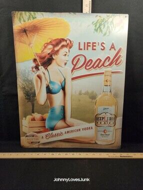 Advertising Deep Eddy Vodka "Life's A Peach" Retired Promo Sign American Woman